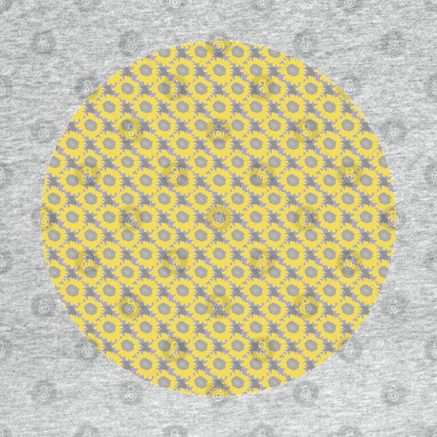 Fine Yellow Daisy Floral Pattern Circle by ellenhenryart